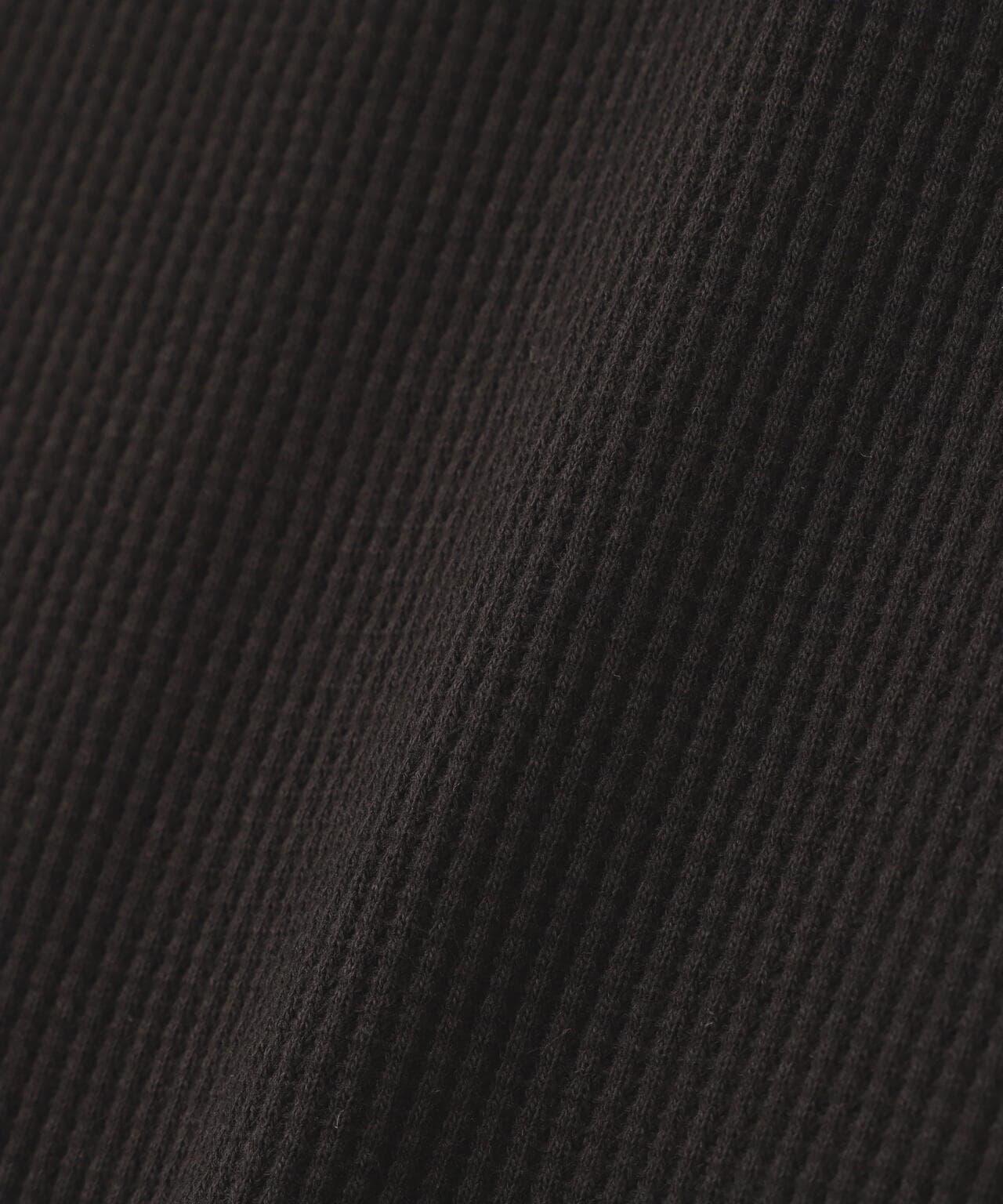 LS COLOR STITCH EMB WAFFLE T-SHIRT/彩色拼接刺繡格子T恤