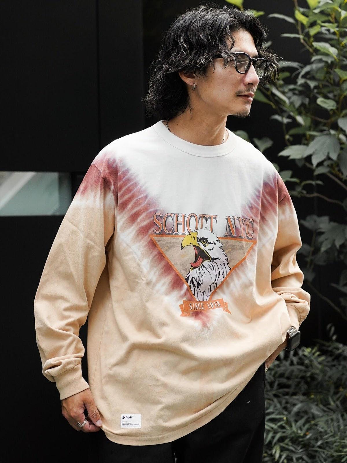 TIE-DYE 鷹圖案 長袖 T 恤