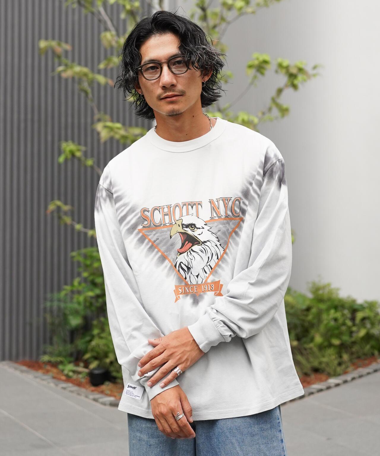 TIE-DYE 鷹圖案 長袖 T 恤