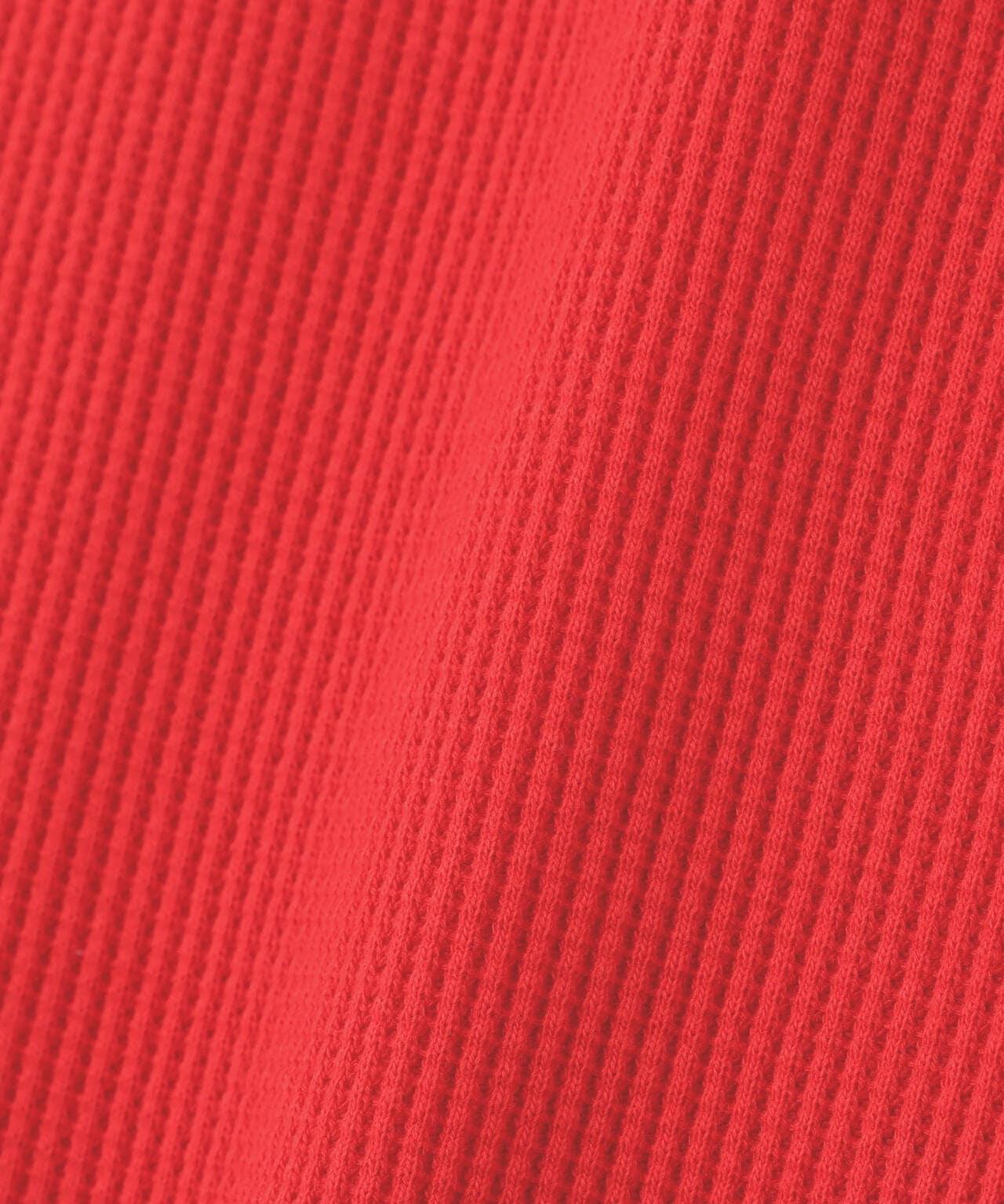 LS COLOR STITCH EMB WAFFLE T-SHIRT/彩色拼接刺繡格子T恤