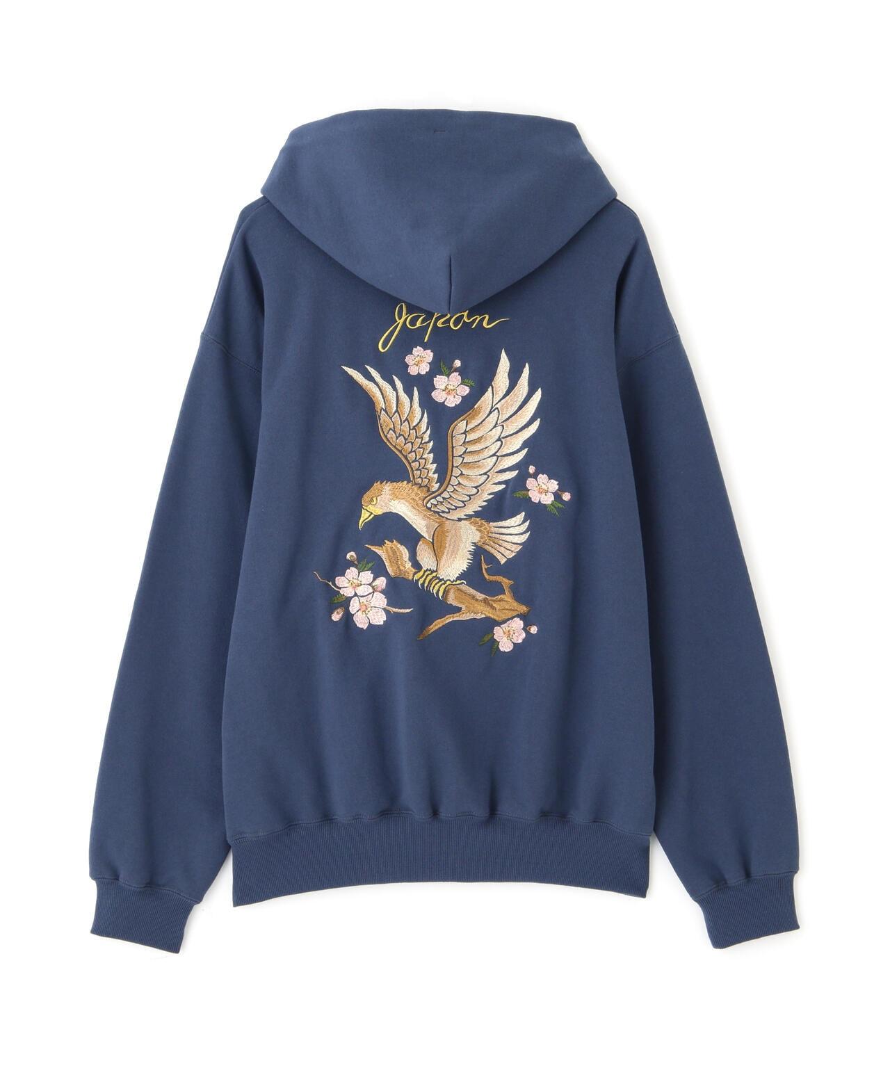 刺繡櫻花日本鷹帽衫