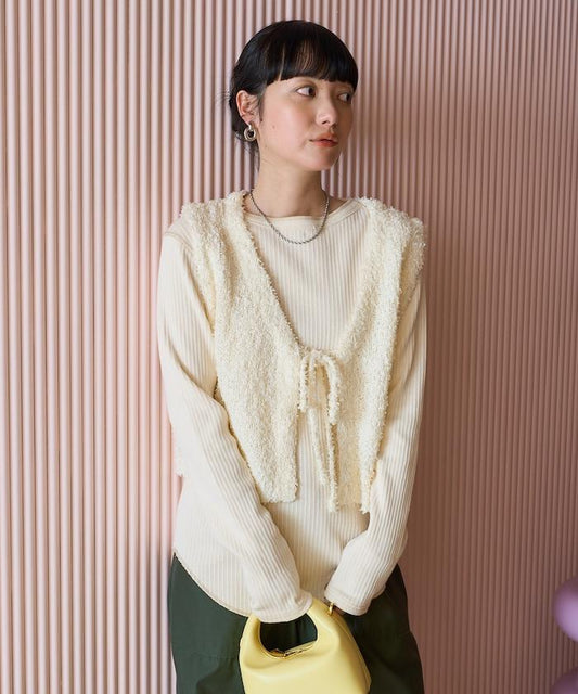 前蝴蝶結針織馬甲