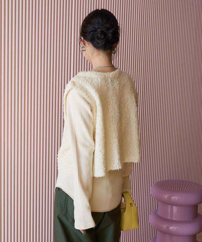 前蝴蝶結針織馬甲