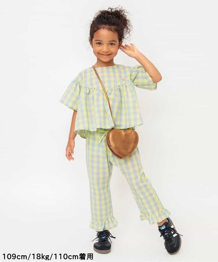 【連衣裙】褶邊格紋長款上衣