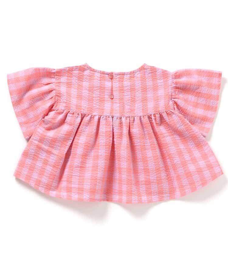 【連衣裙】褶邊格紋長款上衣