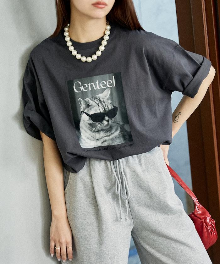 "Genteel"貓 動物印花T恤