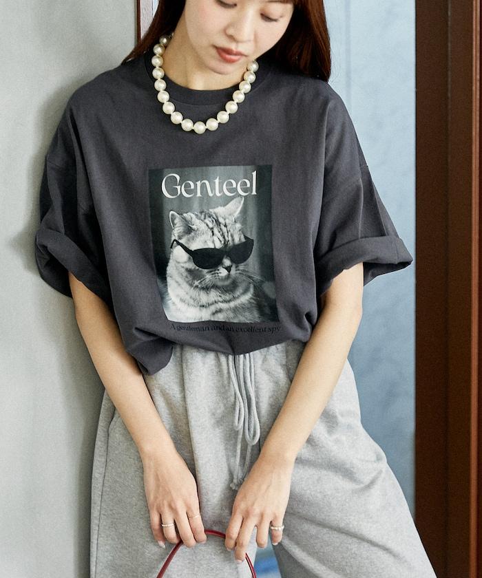 "Genteel"貓 動物印花T恤