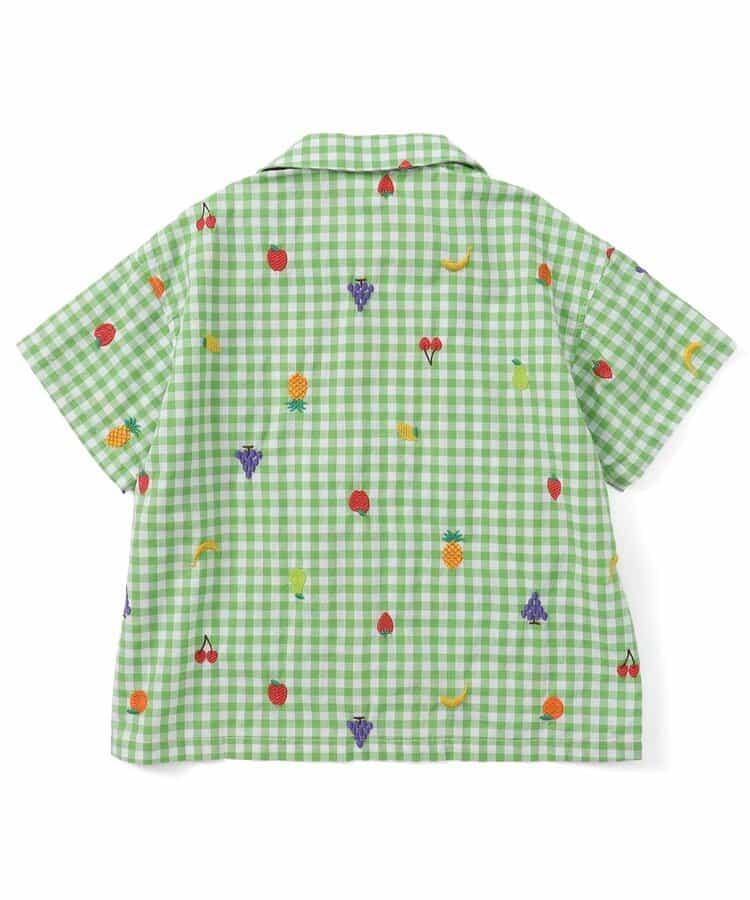 水果和蔬菜刺繡格子襯衫