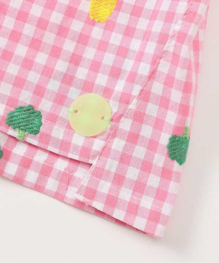 水果和蔬菜刺繡格子襯衫