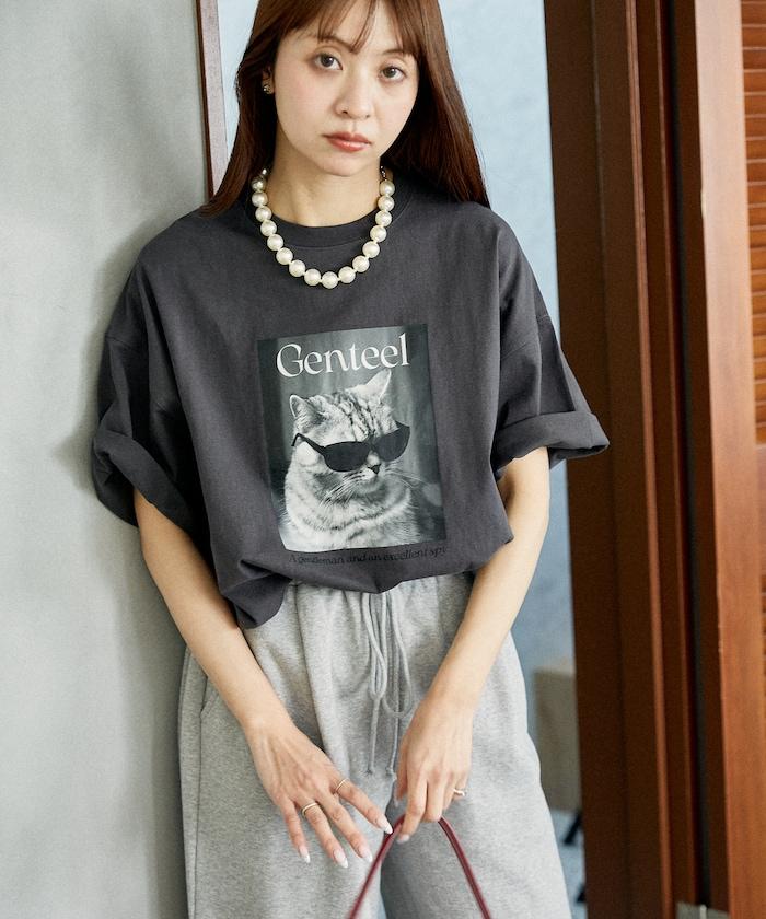 "Genteel"貓 動物印花T恤