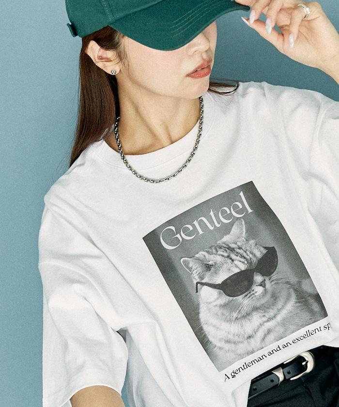 "Genteel"貓 動物印花T恤