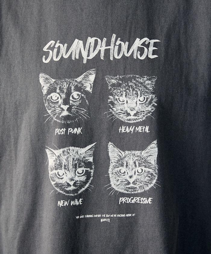 "SOUNDHOUSE" 4只貓 動物印花T恤