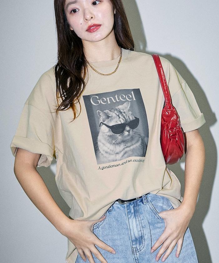 "Genteel"貓 動物印花T恤