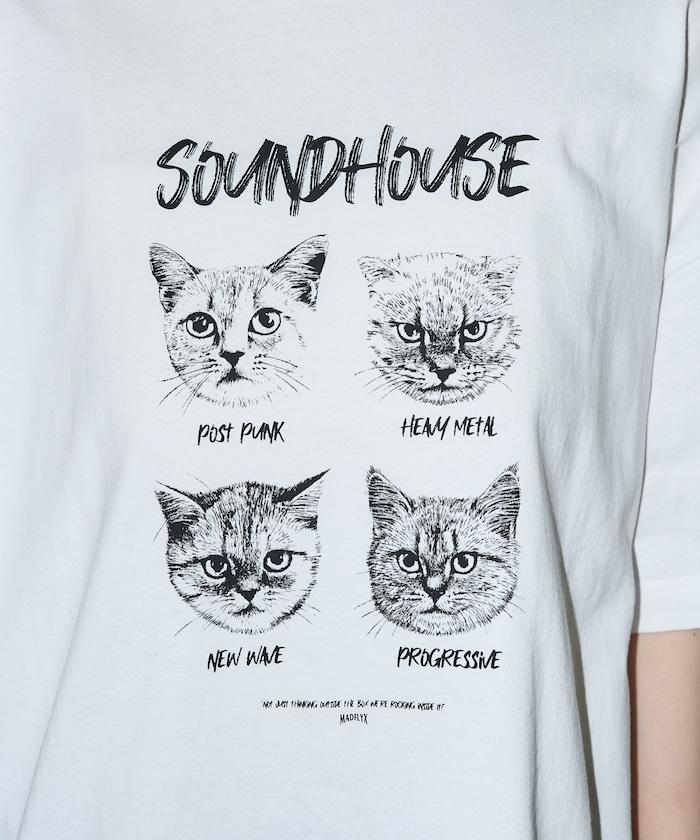 "SOUNDHOUSE" 4只貓 動物印花T恤