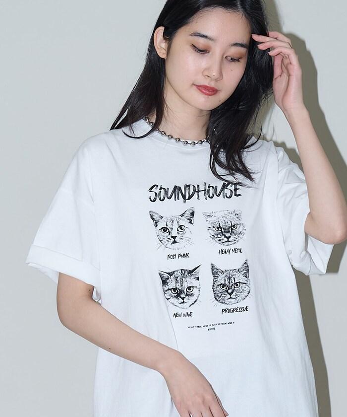 "SOUNDHOUSE" 4只貓 動物印花T恤