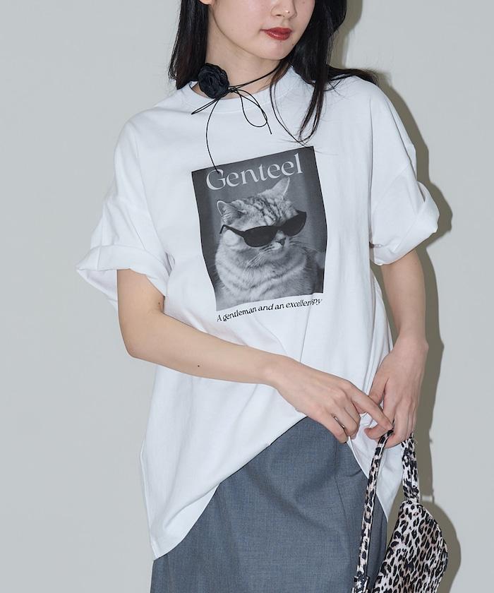 "Genteel"貓 動物印花T恤