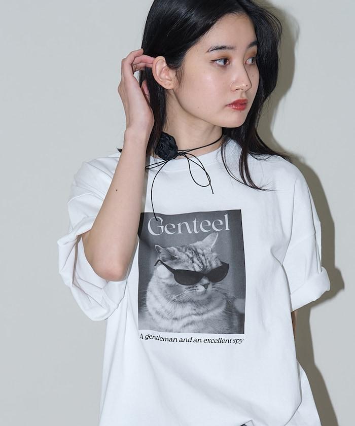 "Genteel"貓 動物印花T恤