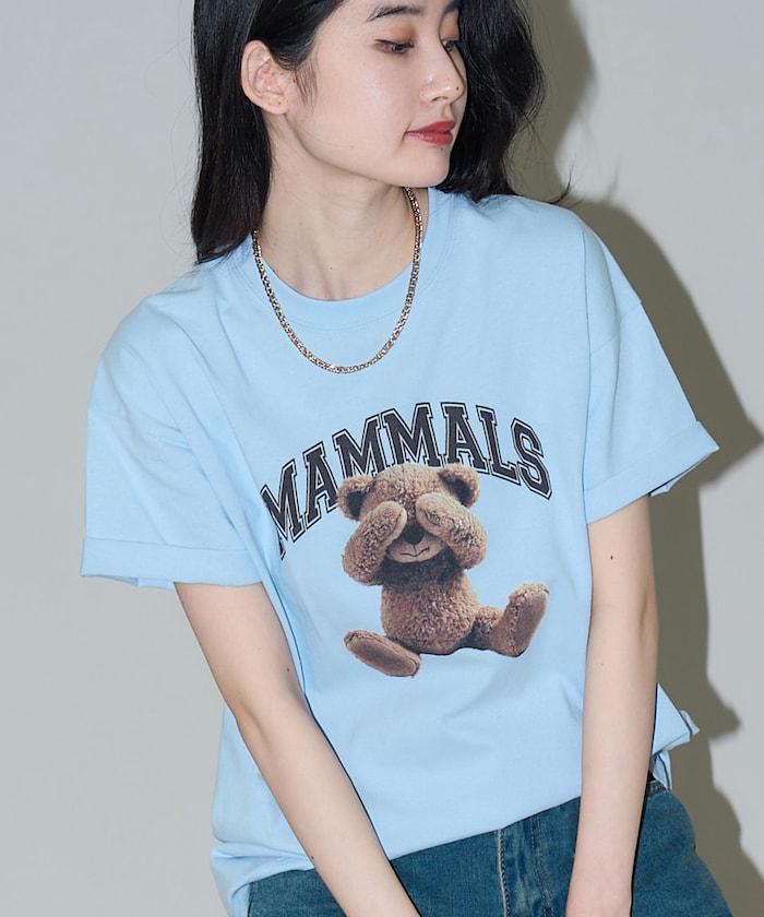 大學風熊動物印花T恤