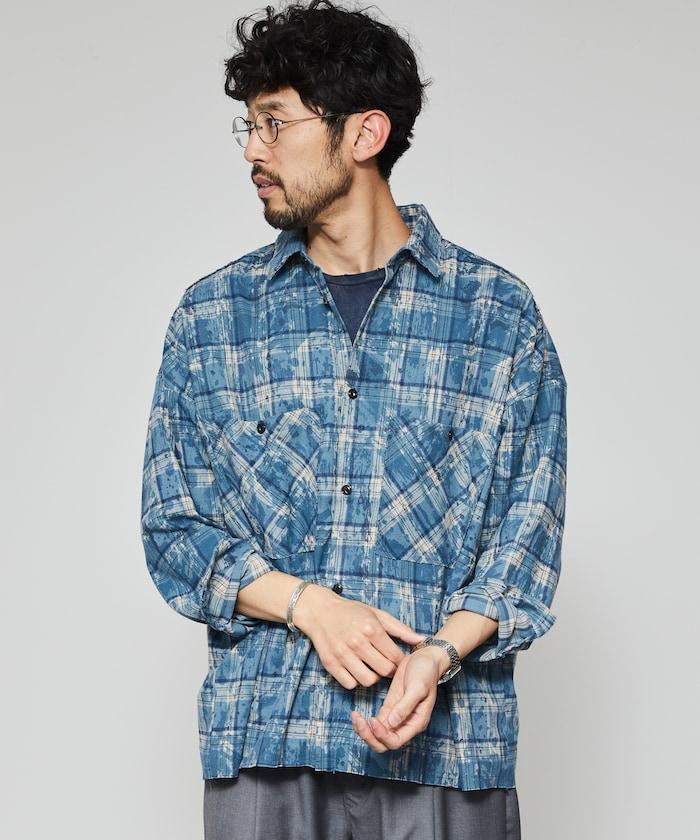 破洞格子襯衫