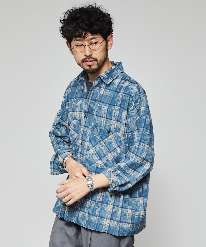 破洞格子襯衫