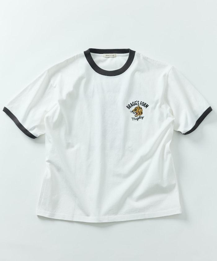 大尺寸設計背部刺繡圓領T恤 / TIGER