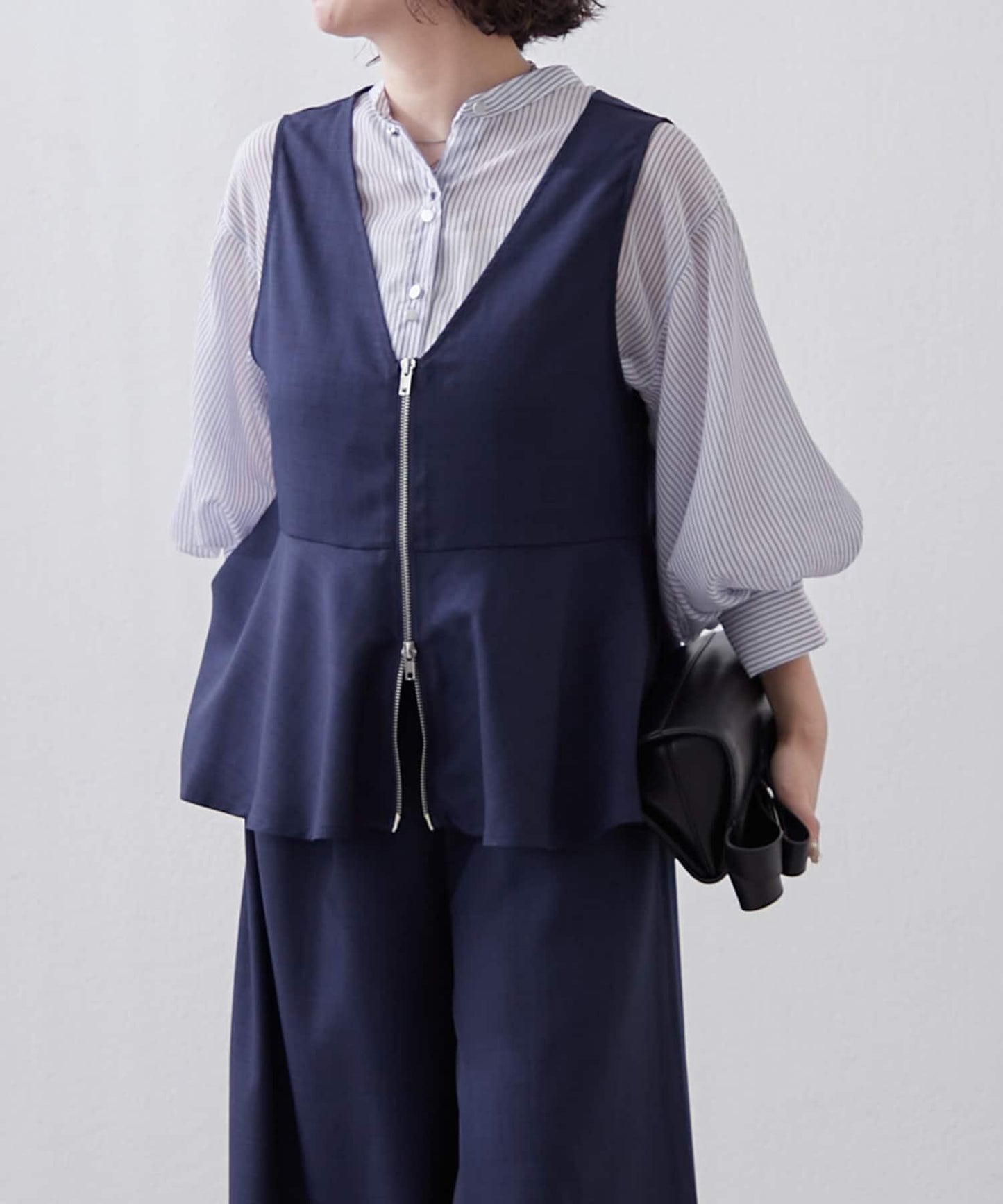 6色系、立領泡泡袖透視蕾絲襯衫