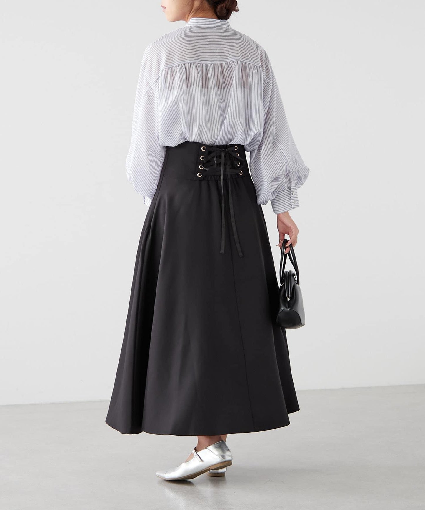 6色系、立領泡泡袖透視蕾絲襯衫