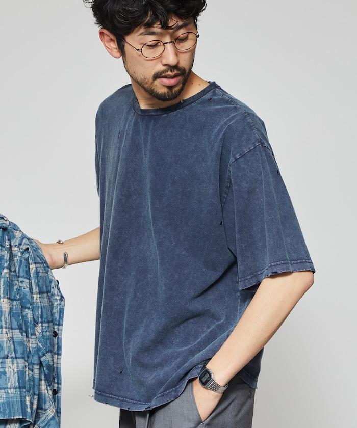 復古加工 短袖圓領T恤