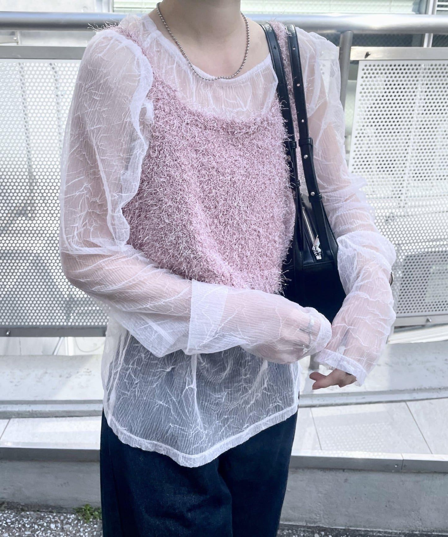 閃亮蕾絲套裝 柳葉領襯衫