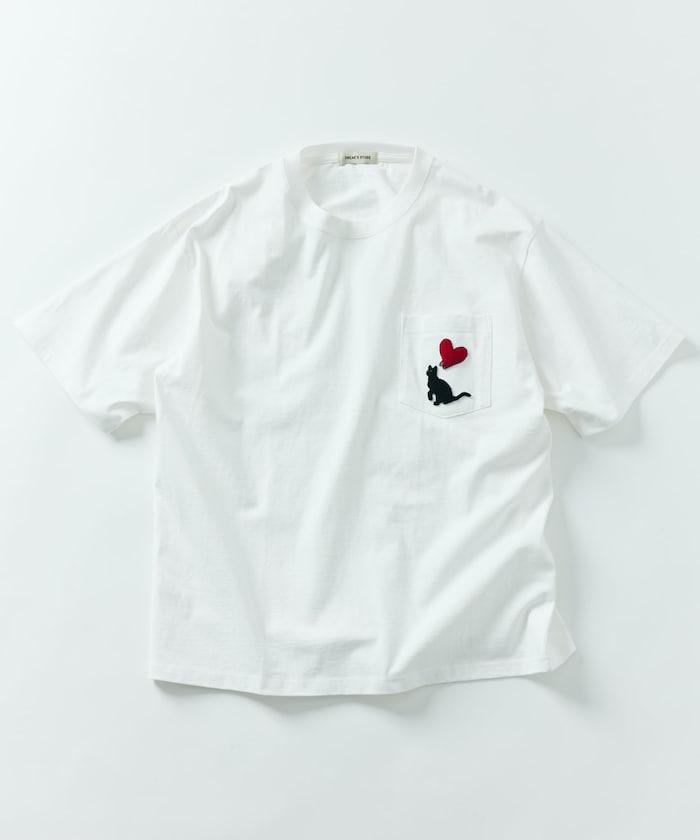 大尺寸 印花裝飾 圓領 帶口袋T恤