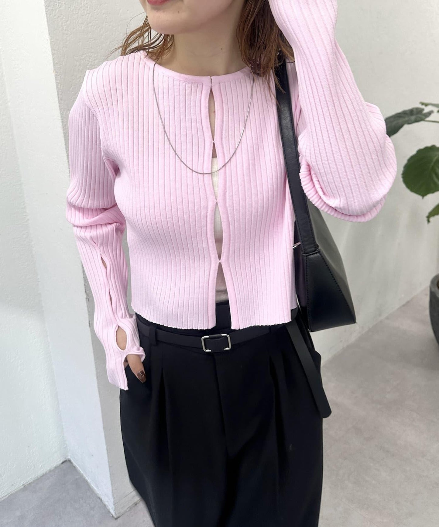 圓領開衩針織衫