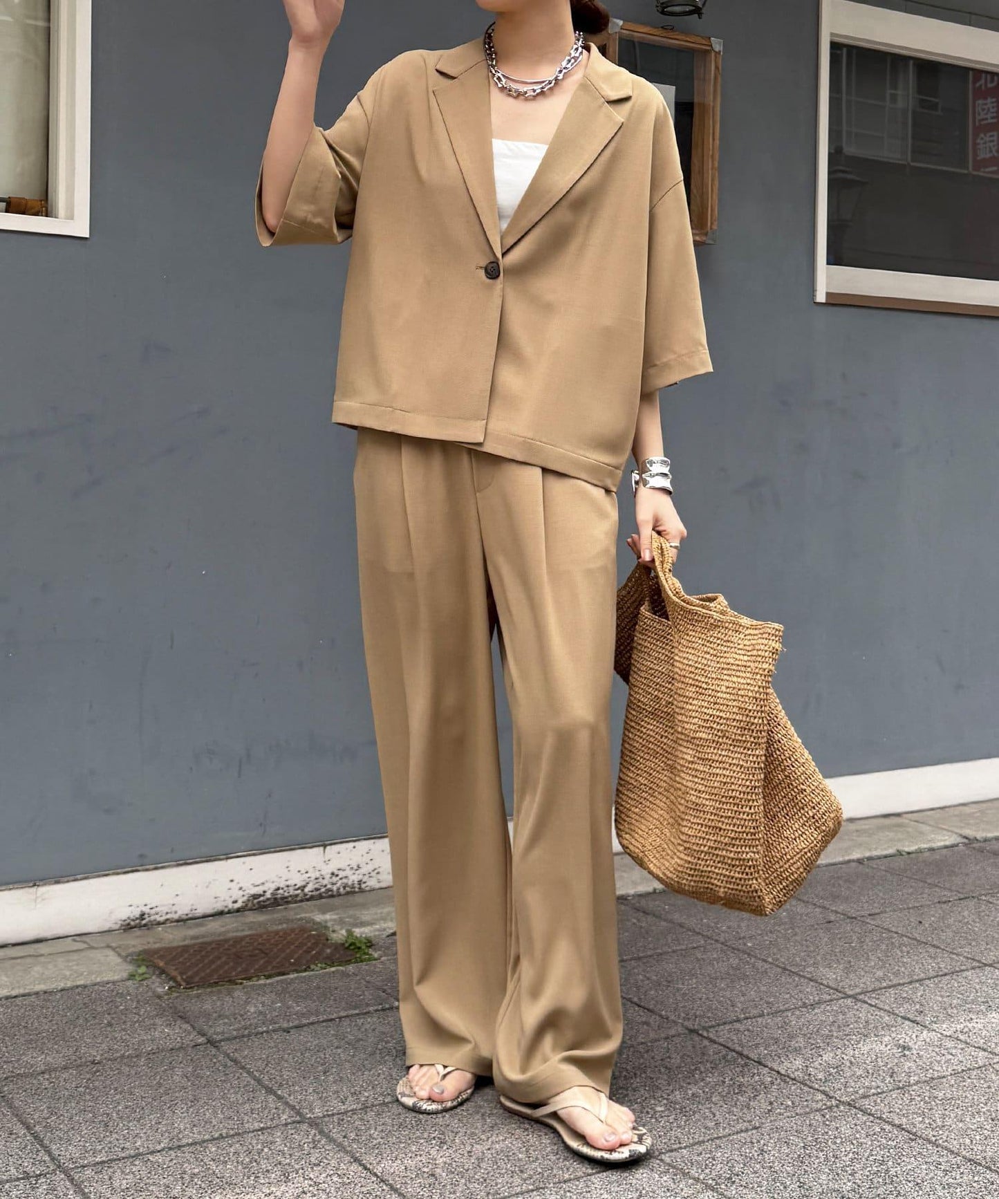 接觸冷感5分袖夾克