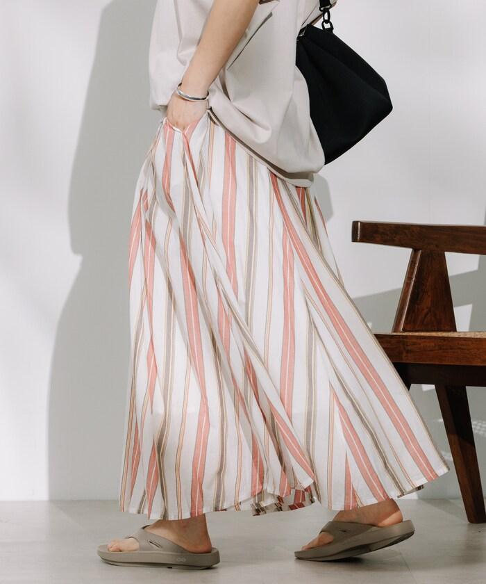 印度多色條紋飄擺裙