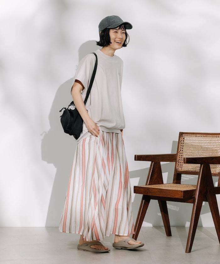 印度多色條紋飄擺裙