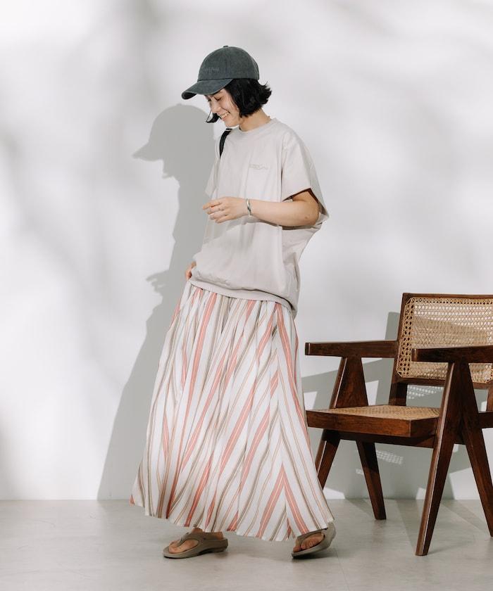 印度多色條紋飄擺裙