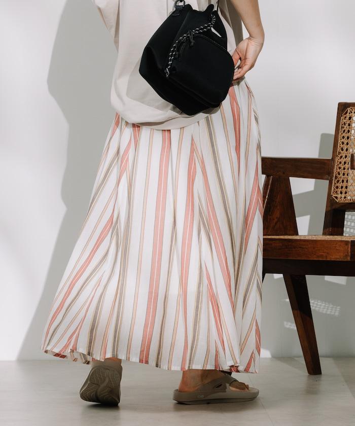印度多色條紋飄擺裙