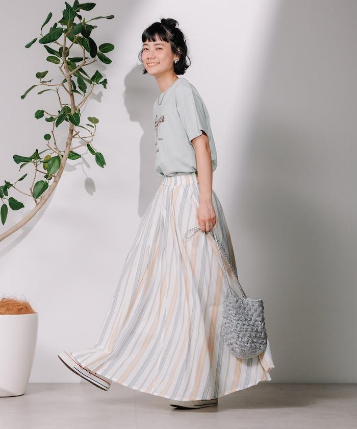 印度多色條紋飄擺裙