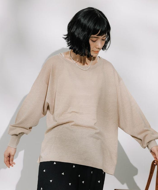 亞麻混紡針織套頭衫