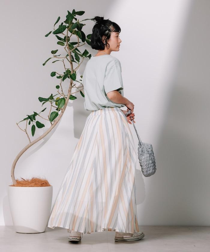 印度多色條紋飄擺裙