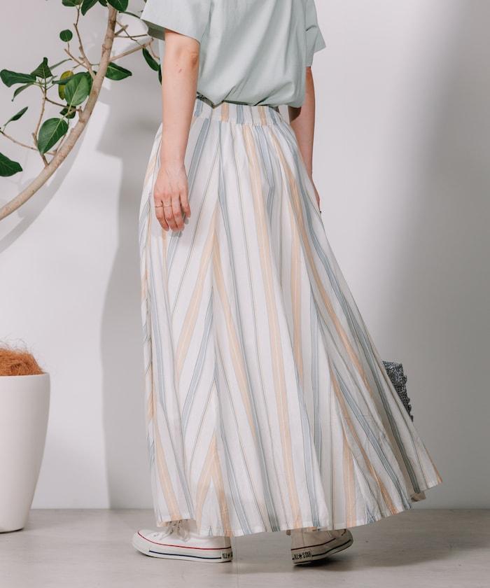 印度多色條紋飄擺裙