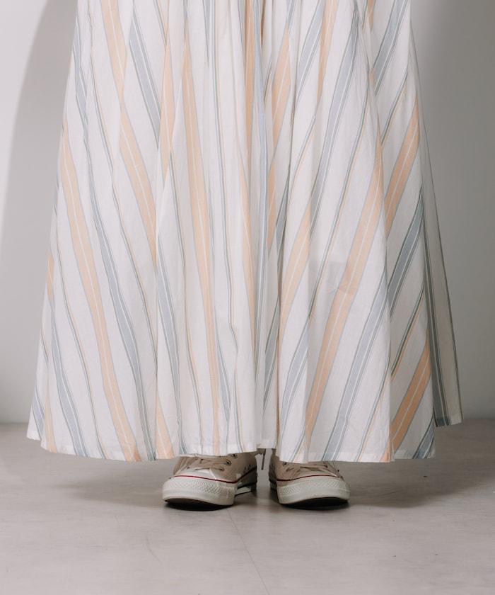 印度多色條紋飄擺裙