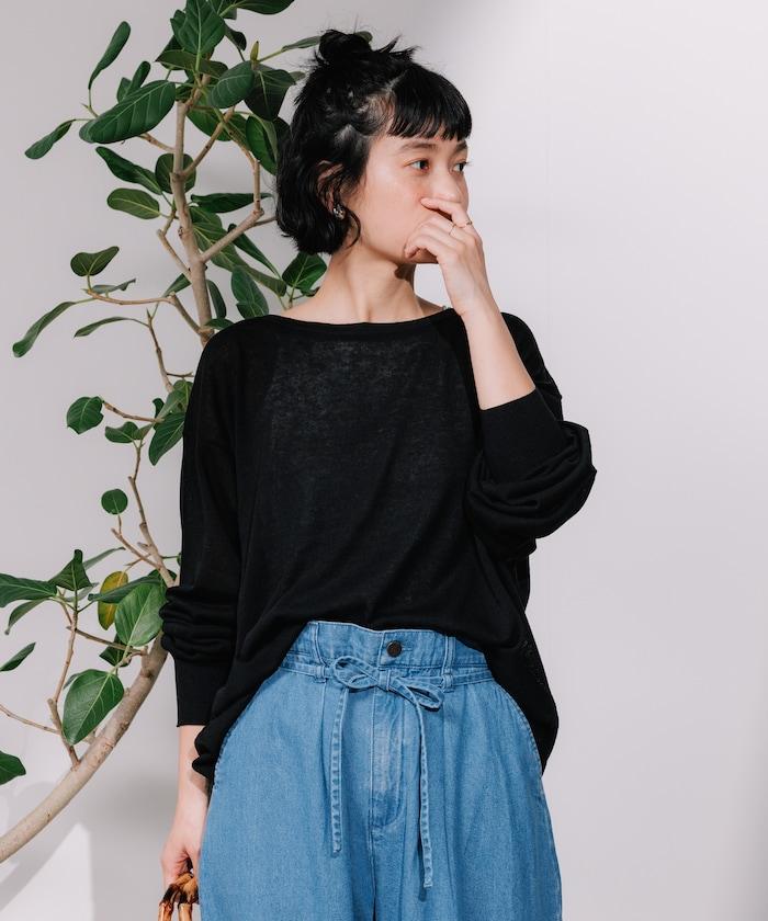 亞麻混紡針織套頭衫