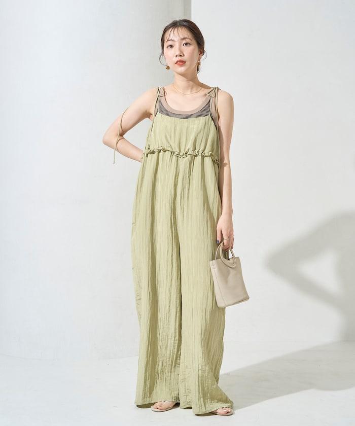 水洗處理 褶邊 增厚 揹帶褲