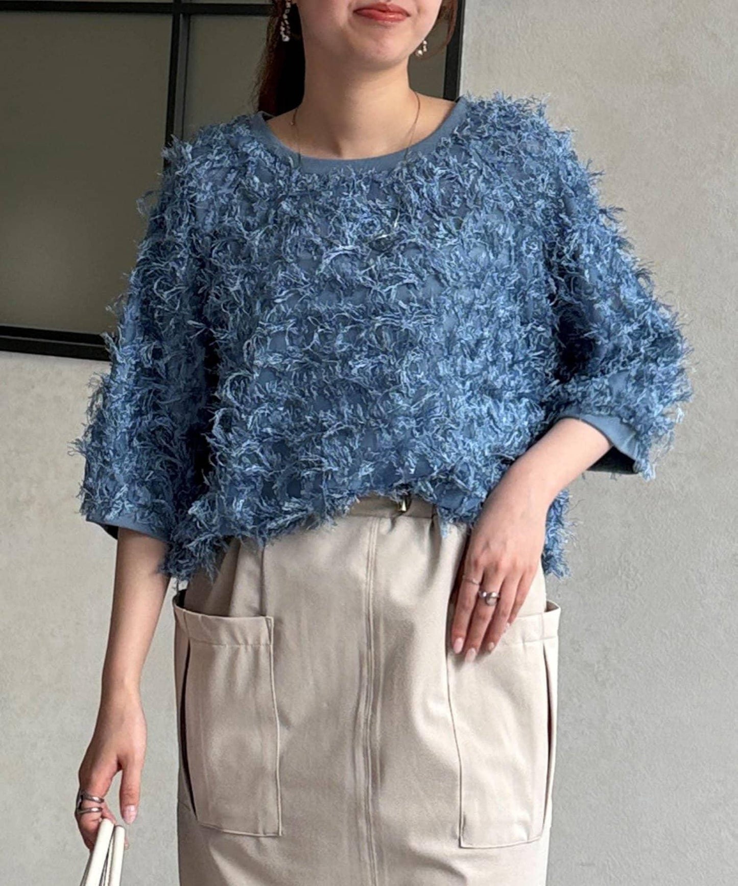 透視流蘇襯衫