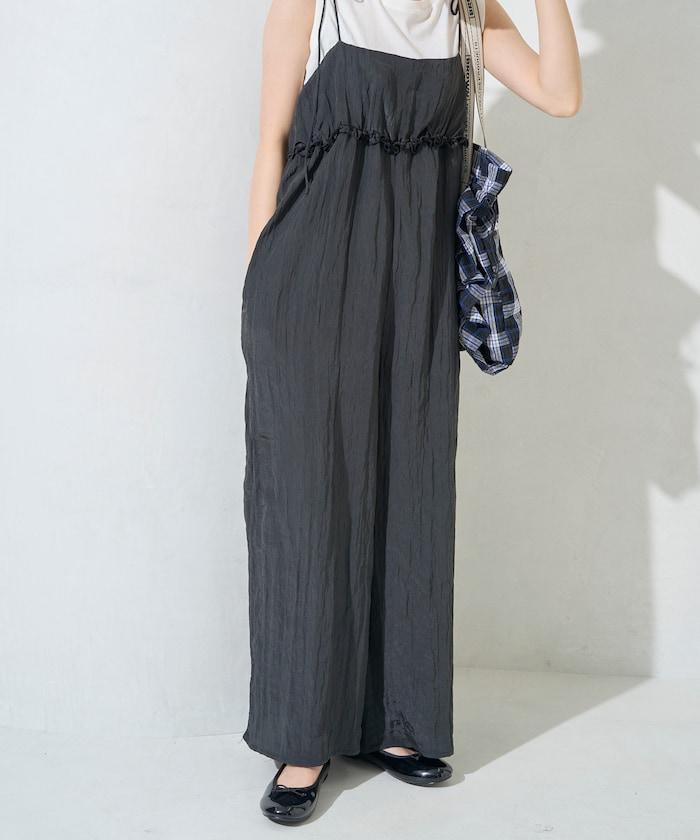 水洗處理 褶邊 增厚 揹帶褲