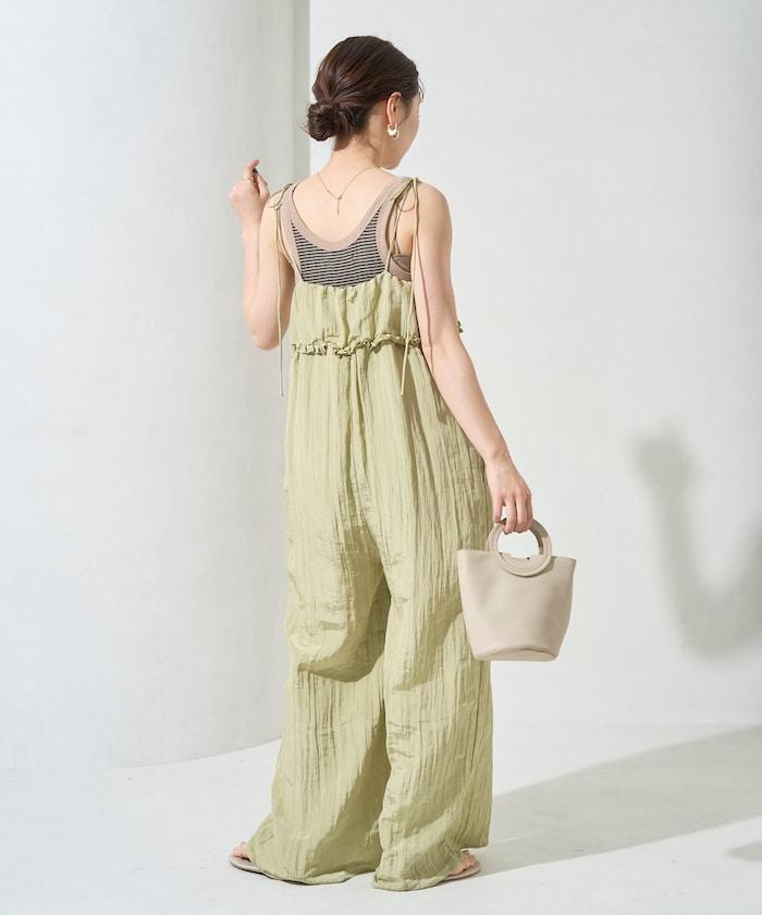 水洗處理 褶邊 增厚 揹帶褲