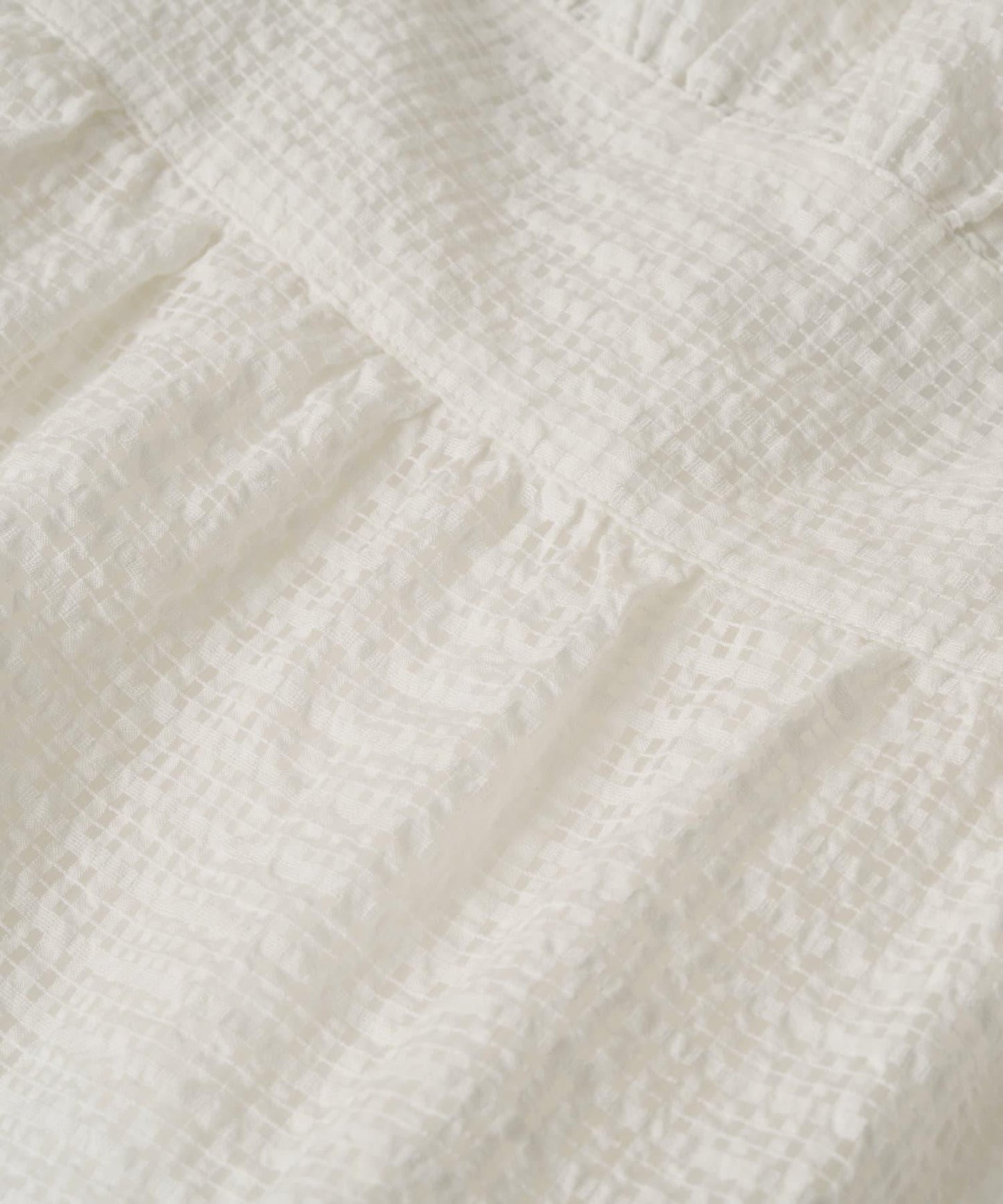 透明格紋泡泡袖連衣裙