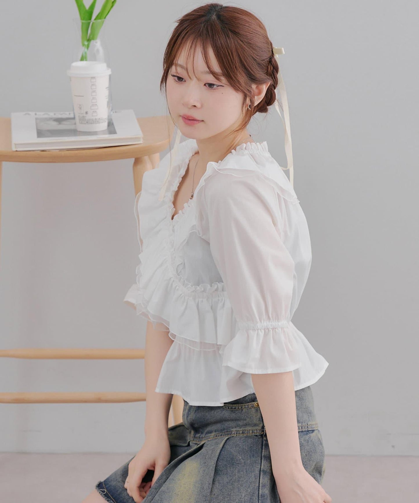 【優雅女士風】交叉領襯衫
