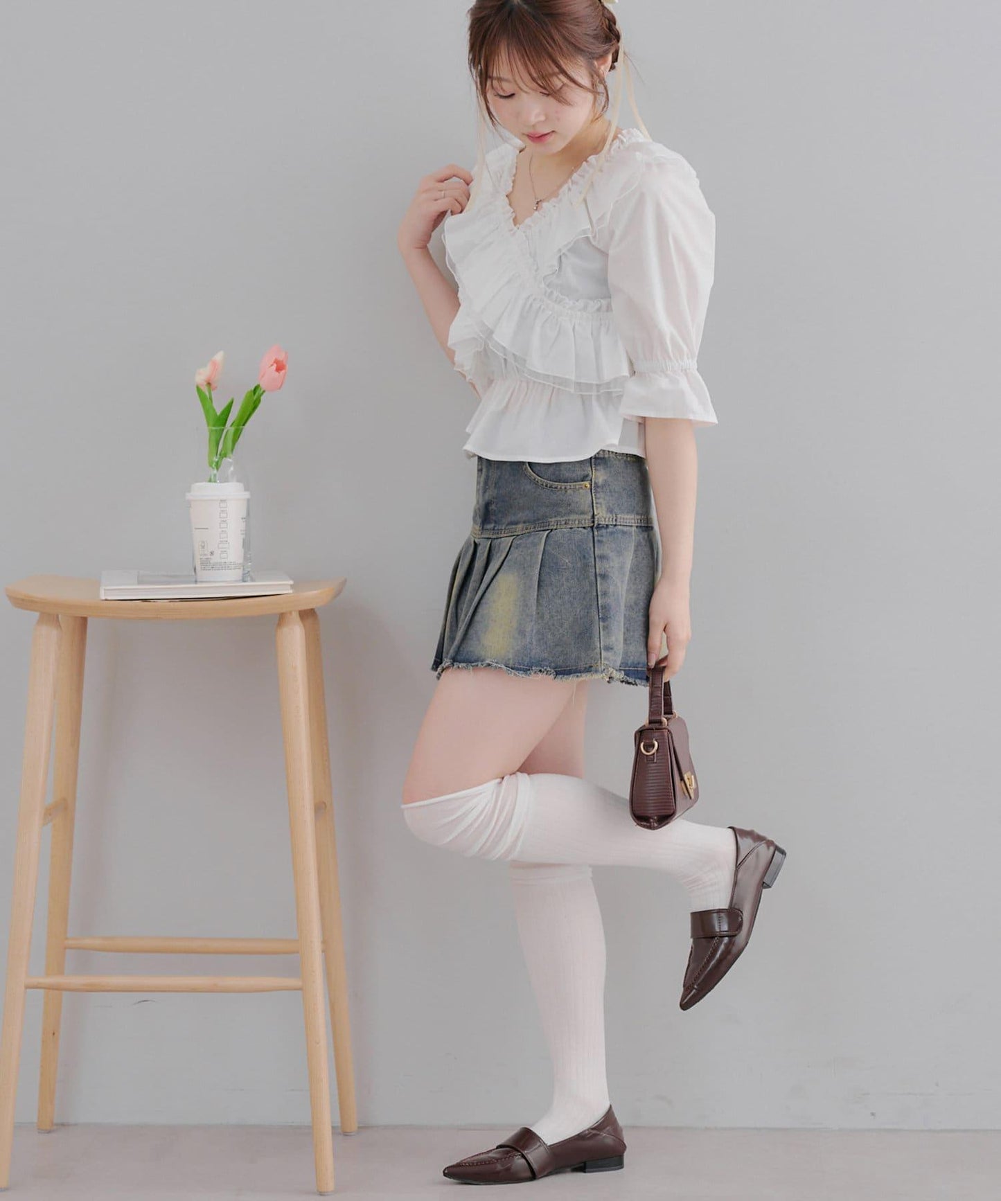 【優雅女士風】交叉領襯衫