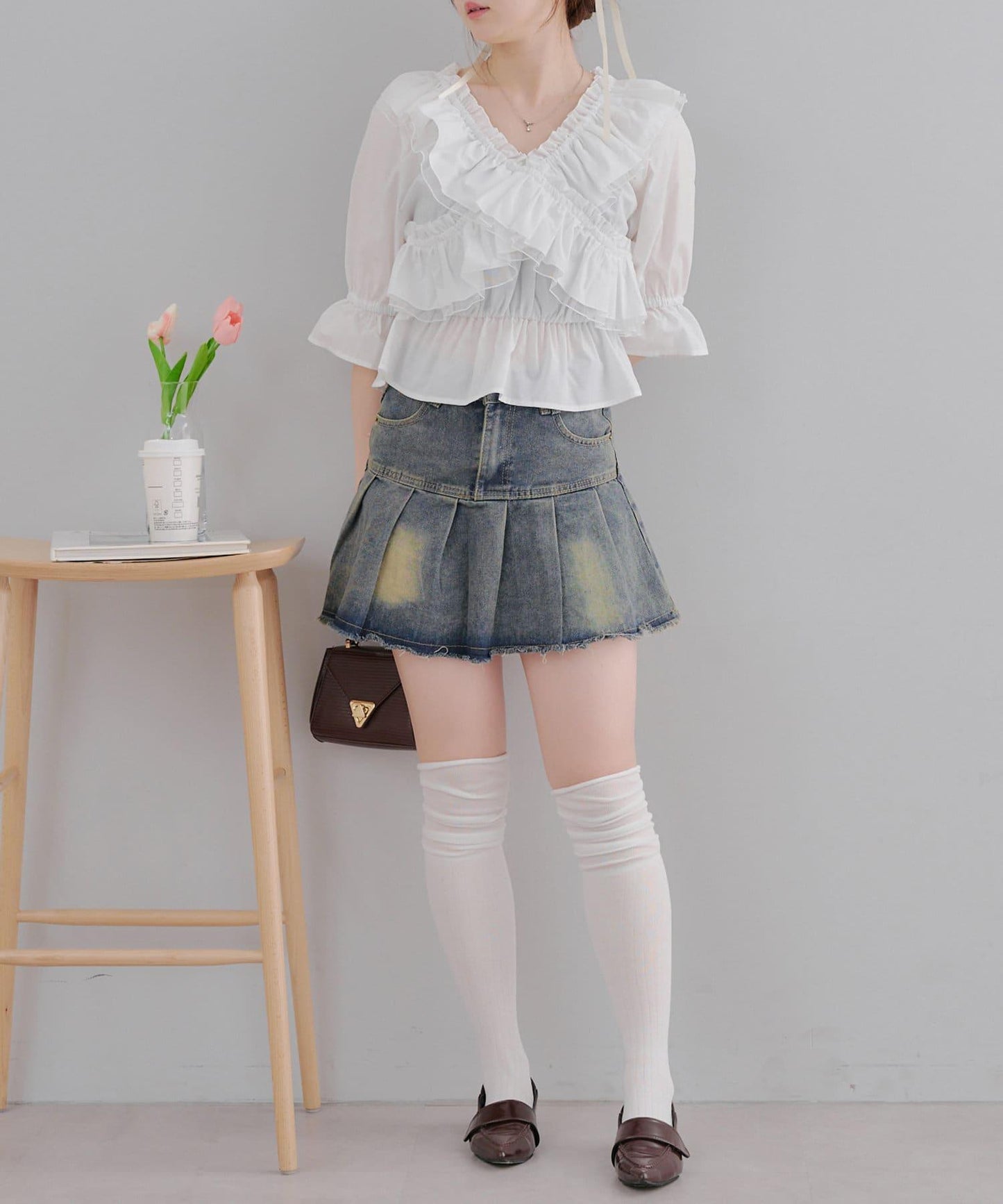 【優雅女士風】交叉領襯衫